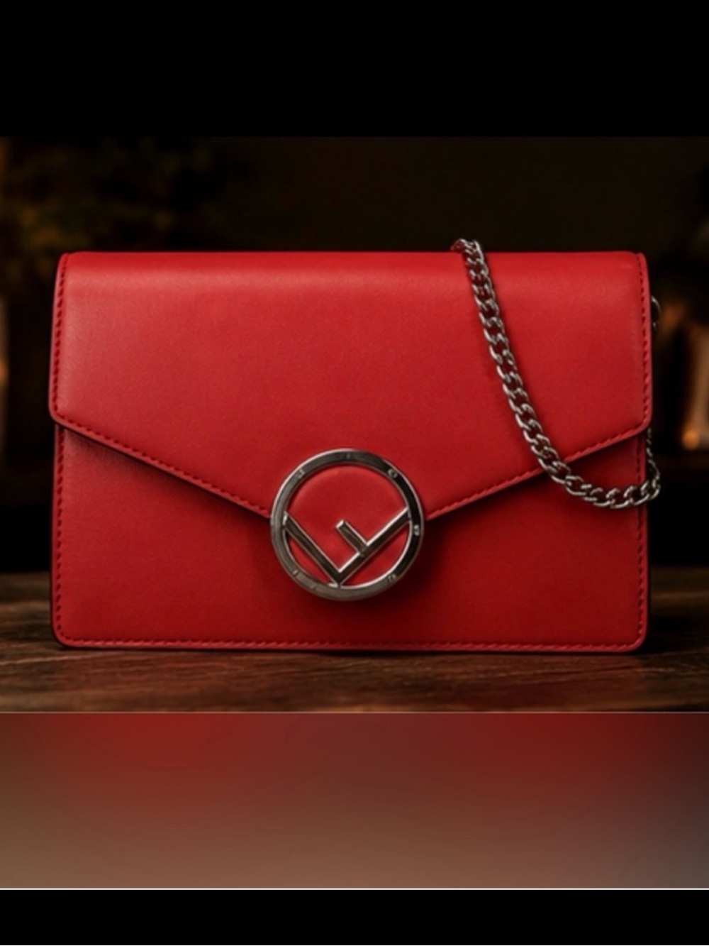 Fendi F Is Fendi Red Calfskin Wallet on Chain (WOC) Crossbody Bag NWOT Authentic